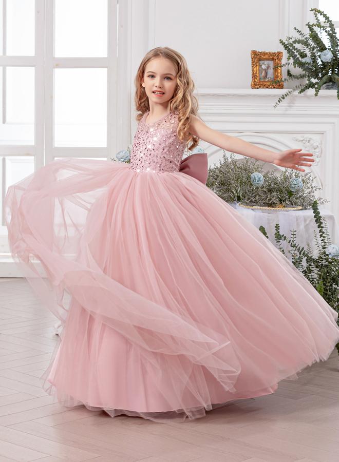Take Two Girls Pink Embellished Sleeveless Maxi Dress - Image 4